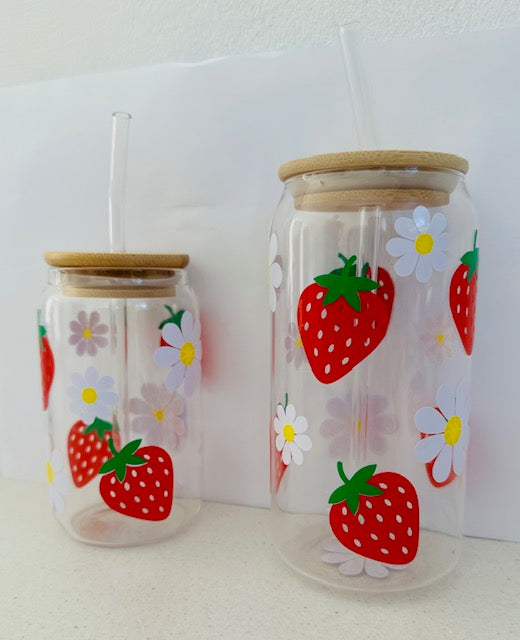 Stylish Glass Cups with Vinyl Designs