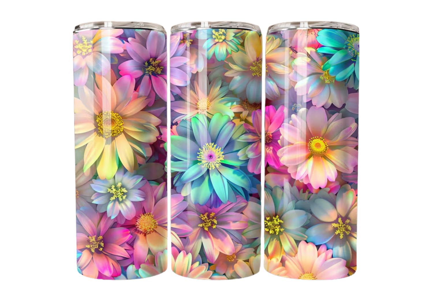 600ml Stainless Steel Double-Walled Skinny Tumblers - Floral Collection
