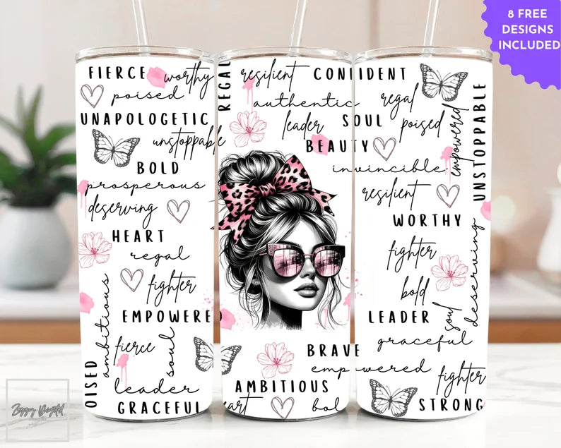 Inspirational Woman Stainless Steel Skinny Tumbler