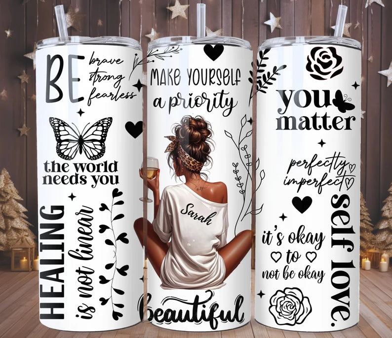 Inspirational Woman Stainless Steel Skinny Tumbler