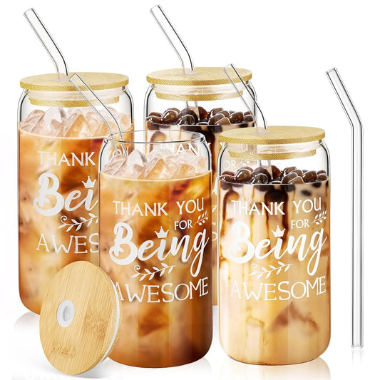 Stylish Glass Cups with Vinyl Designs