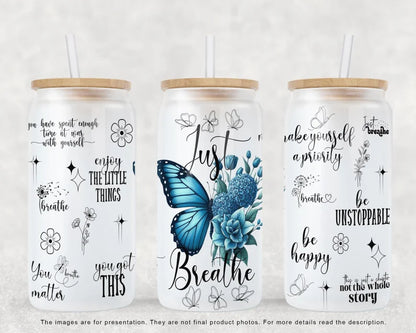 Frosted Glass Sublimated Cups with a Bamboo Lid & Reusable Straw